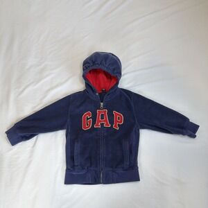 Gap Fleece Zippered Hooded Sweatshirt Hoodie Size 4T‎ Blue Red